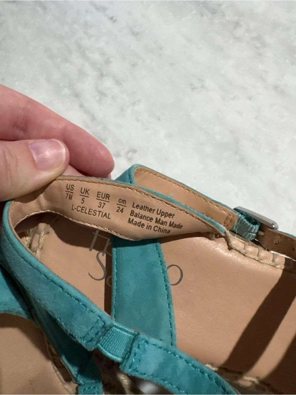 Franco Sarto Teal Espadrille Slingback Leather Heeled Beach Resortwear Sandals 7